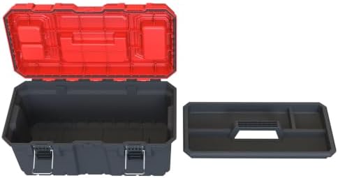 Tools Box, Deep Lockable Toolbox, 21.73 * 10.87 * 10.63" Durable Tool Boxes Storage, with Removable Inner Tray - Image 2