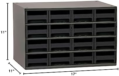Akro-Mils Steel Garage Storage Cabinet, Small Parts Organizer Metal Cabinet for Hardware, Nails, Screws, Bolts, Nuts, and More, 17" W x 11" D x 11" H, 16-Drawer, Gray Cabinet/Black Drawers (19416) - Image 5