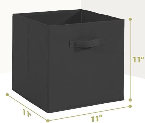 11x11 Storage Bins, Set of 10 Storage Cubes, Collapsible Cube Storage Bins, Fabric Closet Organizers with Handles for Home, Office, Closet Shelf Cabinet, Bookcase, Black - Image 2