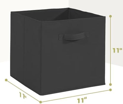 11x11 Storage Bins, Set of 10 Storage Cubes, Collapsible Cube Storage Bins, Fabric Closet Organizers with Handles for Home, Office, Closet Shelf Cabinet, Bookcase, Black - Image 2
