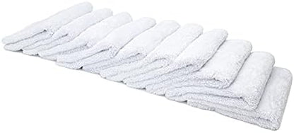 Autofiber Korean Plush Premium Edgeless Microfiber Detailing Towels - Pack of 10, White (16 inch x 16 inch) by Autofiber