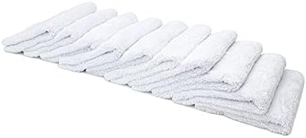 Autofiber Korean Plush Premium Edgeless Microfiber Detailing Towels - Pack of 10, White (16 inch x 16 inch) by Autofiber