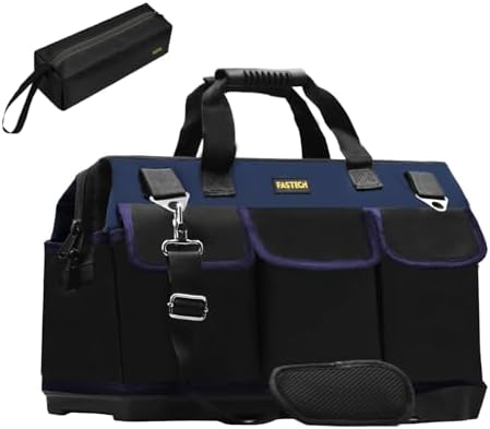 FASTECH 22in Heavy Duty Bottom Tools Bag With Wide Mouth For Tool Storage, Carrier and Organizer, Tote Bag for Men/Women, Wide Mouth Tool Bags With Inside Pockets (22 Inch) by FASTECH