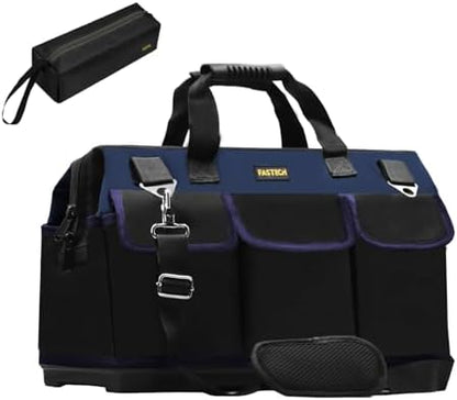 FASTECH 22in Heavy Duty Bottom Tools Bag With Wide Mouth For Tool Storage, Carrier and Organizer, Tote Bag for Men/Women, Wide Mouth Tool Bags With Inside Pockets (22 Inch) by FASTECH