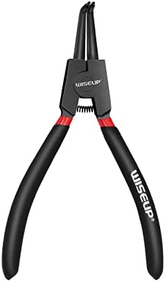 WISEUP Circlip Pliers 7 inch, Bent External Tips (Tip Diameter 1/20") Snap Ring Pliers Heavy Duty for C Clip Remover Retaining by WISEUP