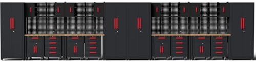 24Pcs Garage Cabinet Storage System, Heavy Duty Workshop Set, Red by Tsnritor