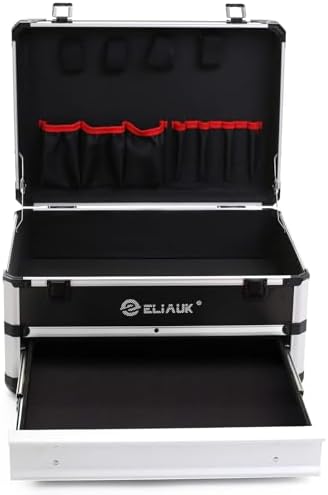 E ELIAUK Tool Box Tool Organizer Storage Cabinet Carry Case Tool box with DrawersSilver - Image 4