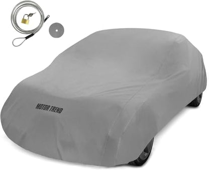 Motor Trend Breathable Lightweight Car Cover, Anti-Moisture Build-Up Water-Resistant Scratch-Resistant Travel-Friendly, Universal Fit for Cars SUVs Trucks Vans All-Weather Outdoor/Indoor, (XXL) 228" L by MotorTrend