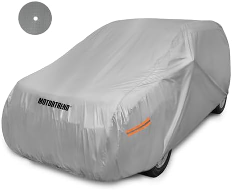 Motor Trend Safeguard Heavy Duty Car Cover for Vans & SUVs - Car Tarp Waterproof All Weather SUV, Sun Protection, UV Rain Snow Winter, Outdoor Reflective - Up to 210" Length by MotorTrend
