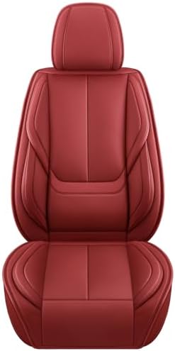 MINGBRON Front Car Seat Covers, Leather Car Seat Covers, Fit for Most Cars SUV and Most Sedan Red - Image 3