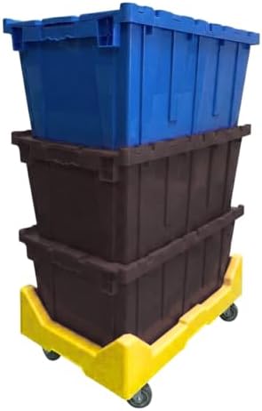 Plastic Tote Crate Dolly, Yellow, 27" x 17" - Image 6