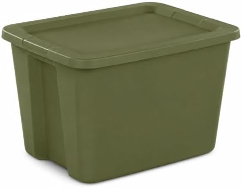18 Gal Storage Bin with Snap-On Lid, Stackable Plastic Tote, Olive by Unknown