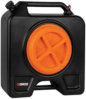 Groz 15 Quart Oil Drain Pan with Wheels & O-Ring Seal - 8" Wide Opening, Catch Basket, Leak-Proof Spout for Trucks, Cars, Fleet Maintenance (41966) by Groz