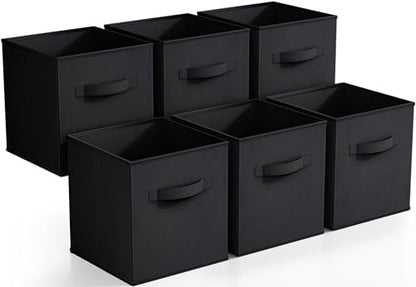 Sorbus Foldable Storage Cubes - 6 Pack, 11 Inch, Black, Fabric, Foldable, Storage and Organization, Versatile Use, Collapsible Storage, Lightweight and Durable by Sorbus