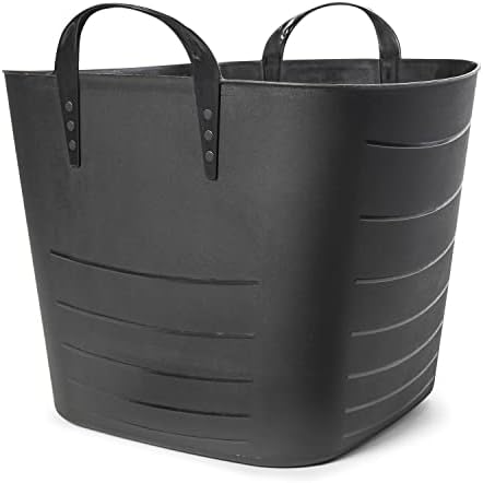 Life Story Flexible Tub Basket 25 Liter/6.6 Gallon Plastic Multifunction Storage Tote Bin with Handles, Black (12 Pack) by LifeStory