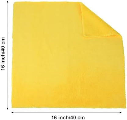 Shimeyao 30 Pcs 16 x 16 Inch Edgeless Microfiber Plush Towels for Cars Detailing Drying Wash Polishing Absorbent Cleaning Cloths, 500 GSM (Black, Yellow) - Image 2