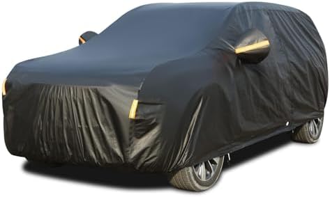 Tecoom Waterproof All Weather SUV Car Cover, 3-Layer Thick Fleece Lining with Lock & Zipper Door, UV Snow Rain Hail Protector, Universal Fit for SUV (191"–205"), Black by Tecoom