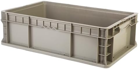 Hudson Exchange 24 x 15 x 7.5" (2 Pack) Straight Wall Handled Storage Container Tote, Gray/Brown by HudsonExchange