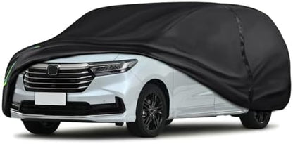 16-Layer 600D Heavy Duty All Weather Car Cover, Waterproof UV Snow Dust Scratch Resistant Universal Full Cover for MPV 199"-210"/ 16.5-17.5 ft Outdoor Indoor Black by QUYDDC