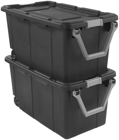 2 Pack 40 Gallon Heavy-Duty Wheeled Storage Bins (Gray) by Unknown