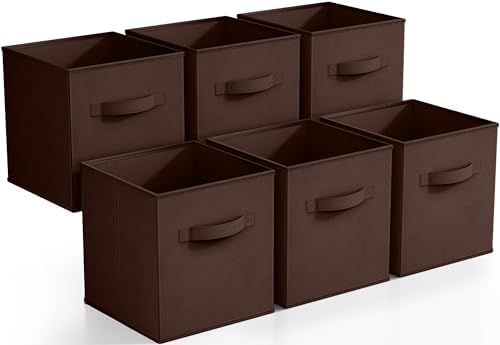 Sorbus Fabric Storage Cubes, 6-Pack Foldable Bins (11 Inch, Chocolate) by Sorbus