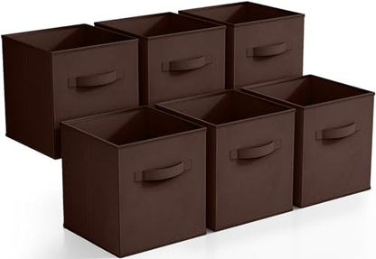 Sorbus Fabric Storage Cubes, 6-Pack Foldable Bins (11 Inch, Chocolate) by Sorbus