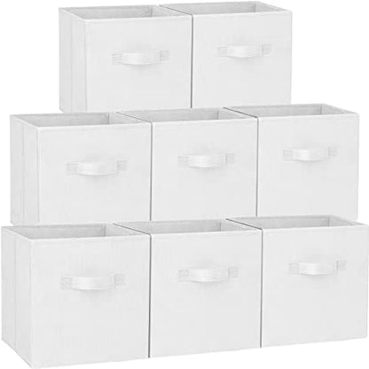 Criusia Storage Cubes - 11 Inch Heavy Duty Fabric Storage Bins for Shelves Closet Cube Organizer - 8 Pack Collapsible Cube Storage Bins Baskets for Clothes Blankets Toys - Nursery Organization (White) by Criusia
