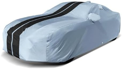 Coverland Premium Plus Car Cover Waterproof All Weather, Rain Snow UV Protection for Monte Carlo, Thunderbird, A7, S7, G80, CTS, CLS, Model S, Size C16 (See Size Chart), Stripe - Gray/Black by Coverland
