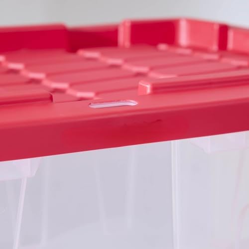27 Gallon Clear Plastic Storage Bin with Red Lid, Storage for all ages - Image 2