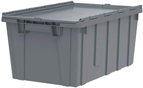 Buckhorn 17G Industrial Plastic Storage Container, Lid Attached, Stackable - Image 2