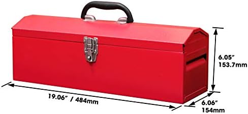 BIG RED TB101 Torin 19" Hip Roof Style Portable Steel Tool Box with Metal Latch Closure and Removable Storage Tray, Red, 19.1" x 6.1" x 6.5" - Image 2