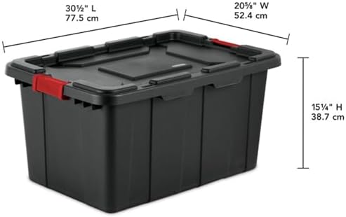 Sterilite Industrial Storage Tote with Lids for Garage, 27 Gallon, 12-Pack - Image 3