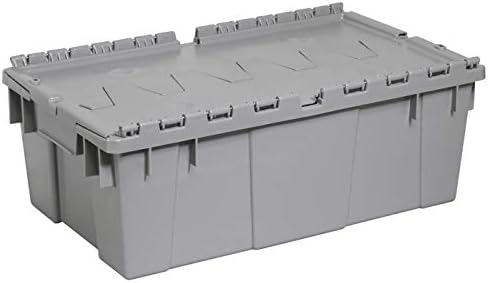 Buckhorn AR2012070201000 Industrial Plastic Storage Tote with Hinged Attached Lid, (20-Inch x 12-Inch x 7-Inch), Gray by Buckhorn