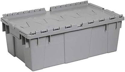 Buckhorn AR2012070201000 Industrial Plastic Storage Tote with Hinged Attached Lid, (20-Inch x 12-Inch x 7-Inch), Gray by Buckhorn
