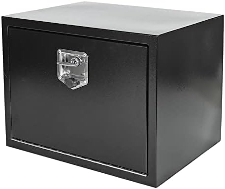 confote 24 Inch Black Steel Tool Box Pick Up Truck Bed Underbody Storage Organizer with T-Handle Latch and Keys 24x18x18'' by confote