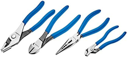 4-Piece Pliers Set- Water Pump Pliers -Slip Joint - Diagonal Cutter - Combination Long Nose - In Tool Roll by kauplus