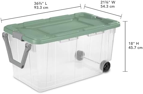 2 Pack 40 Gallon Heavy-Duty Wheeled Storage Bins (Green Sage) - Image 2