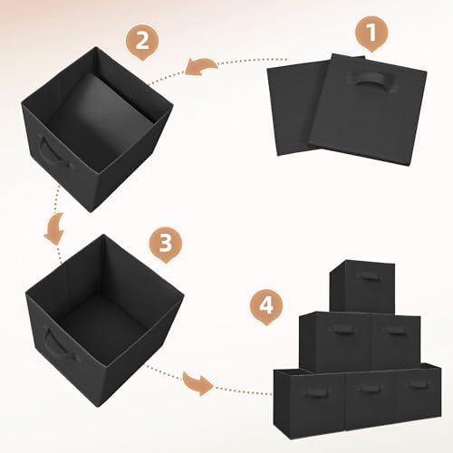 STORAGE MANIAC Storage Cubes, 11 Inch 6 Pack Collapsible Fabric Shelf Bins - Image 6