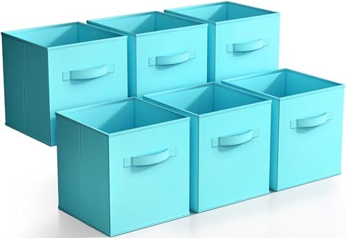 Sorbus Fabric Storage Cubes, 6-Pack Foldable Bins (11 Inch, Aqua) by Sorbus