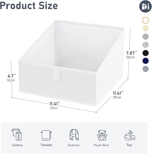 DIMJ Closet Storage Bins 10 Pack - Fabric Storage Baskets for Shelves, Collapsible Clothes Organizer, Trapezoid Shelf Organization Storage Cubes for Purse, Toys, Books, Towel, Clothes, White - Image 2