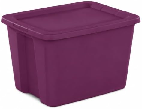 18 Gal Storage Bin with Snap-On Lid, Stackable Plastic Tote, Magenta by Unknown