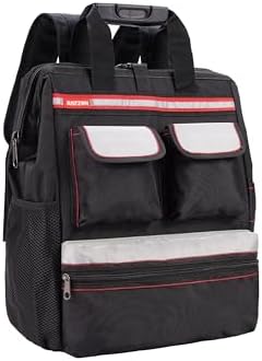 Backpack Tool Bag with Padded Back Support Heavy Duty Tool Kit Carrier Storage Bags for Electrician, Plumber, HVAC, Cable Repairman by Justzon
