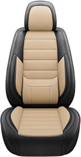 MINGBRON Seat Covers, Car Seat Covers Front Seats, Car Seat Cover, Car Seat Protector Waterproof, Car Seat Cushion Nappa Leather, Beige Seat Covers Carseat Cover Universal Fit for Most Cars - Image 4