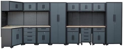 17PCS Garage Storage Cabinet System, Black Grey by Tsnritor