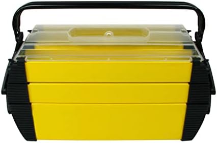 Portable Tool Box - Storage Compartments for Tools, Parts, Crafting Supplies or Tackle by Stalwart - Cantilever Toolbox, 18"L x 11.8"W x 8.25"H, Black/Yellow by Stalwart