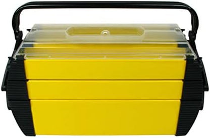 Portable Tool Box - Storage Compartments for Tools, Parts, Crafting Supplies or Tackle by Stalwart - Cantilever Toolbox, 18"L x 11.8"W x 8.25"H, Black/Yellow by Stalwart