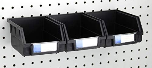Pegboard Bins - 3 Pack Black Large - Hooks to Any Peg Board - Organize Hardware, Accessories, Attachments, Workbench, Garage Storage, Craft Room, Tool Shed, Hobby Supplies, Small Parts by RightArrange