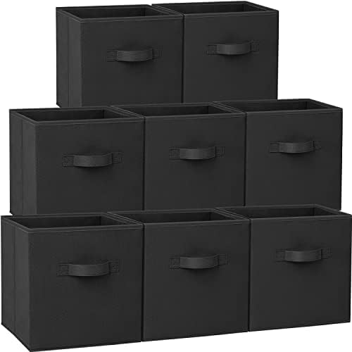 Criusia Storage Cubes - 11 Inch Heavy Duty Fabric Storage Bins for Shelves Closet, Cube Organizer - 8 Pack Collapsible Cube Storage Bins Baskets for Organizing Clothes Blankets Toys (Black) by Criusia