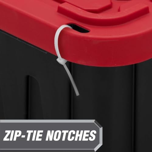 27 Gallon Heavy-Duty Plastic Storage Bin, Black and Red, Pack of 4 - Image 6