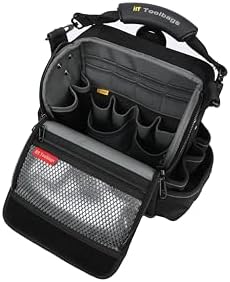 Closed Top Toolbags Professional Electrician Tool Bag, Tool Organizer, HVAC,Black, Large Capacity Multi-Pocket Design, Removable Tool Panels, Service Bag with Shoulder Strap, Molded Handle - Image 2